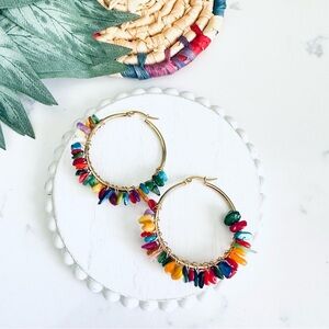 2/$30🌵 Gold Hoop Colorful Beaded Earrings Bohemian Boho Gift Jewelry Summer NEW